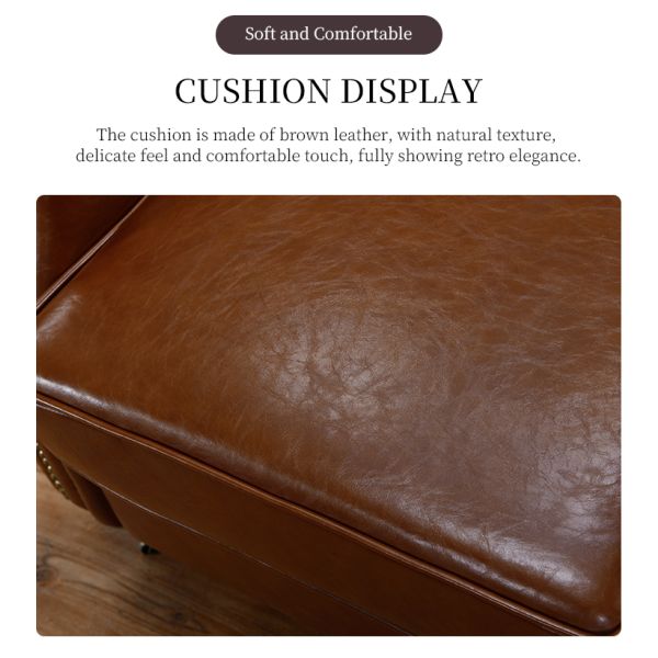Nidea #8826 Foshan Factory Custom-Made American-Style Retro High-Back Tiger Chair Genuine Leather Leisure Sofa  Chair Bedroom Living
