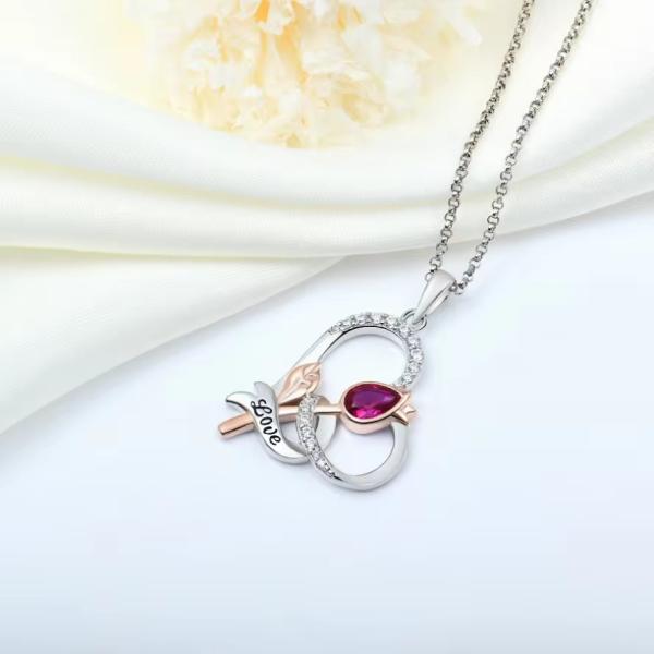 YASVITTI Custom Sterling Silver 925 Heart Rose Flower Necklace Classic Rose Gold Plated Bridesmaid Wholesale Factory