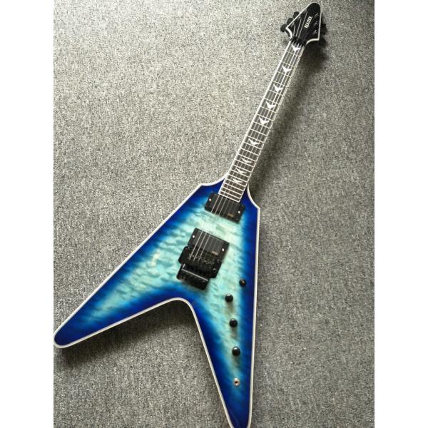 2017 custom kinds colors alien flying v guitar free shipping blueburst color ebony fretboard flying v electric guitar