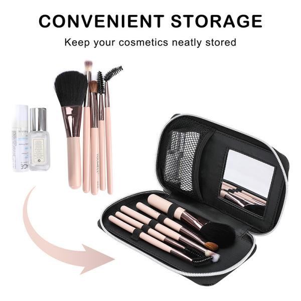 Petit sac cosmétique personnalisé de luxe, sac de maquillage en cuir noir