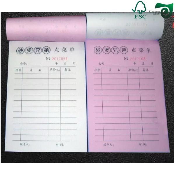 55gm 60gm Amarillo Azul Papel en blanco sin carbono en tamaño de letra Para la impresión de recibos FSC