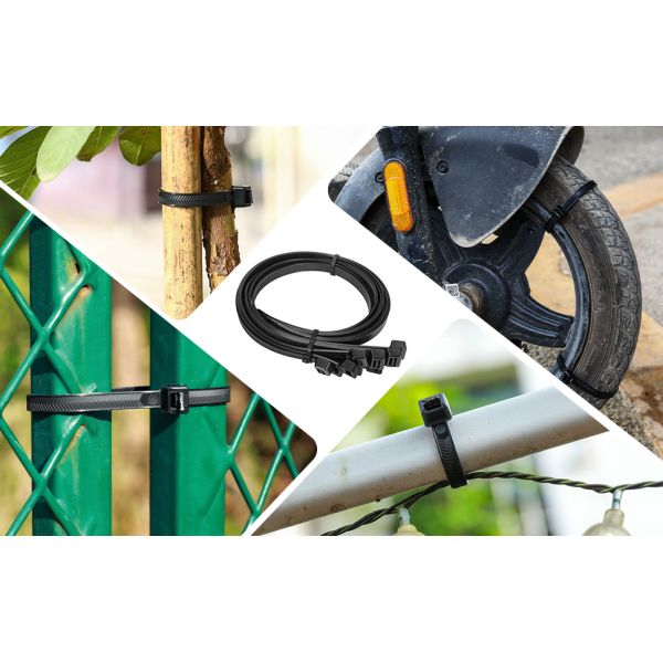 300*7.6mm Zip Ties Heavy Duty 12 Inch V-Shaped Toothed Double Sided With 200 LBS Tensile Strength Self Locking Nylon Cable Ties