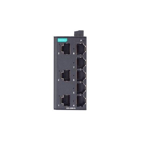 Secure 8-port entry-level unmanaged Ethernet switches with metal housing Moxa EDS-2008-EL Series switch