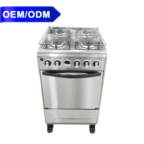 4 Gas Burners Stainless Steel Free Standing Oven Wholesale Mirror Glass Door Freestanding Gas Cooker Oven