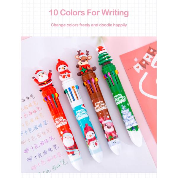 Christmas Ten Color Bullet Ballpoint Pen Cartoon Press Journal Ball Pen