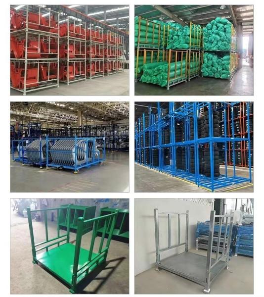 Durable Foldable Steel Pallet Stackable Racking Storage Shelving With Wheels