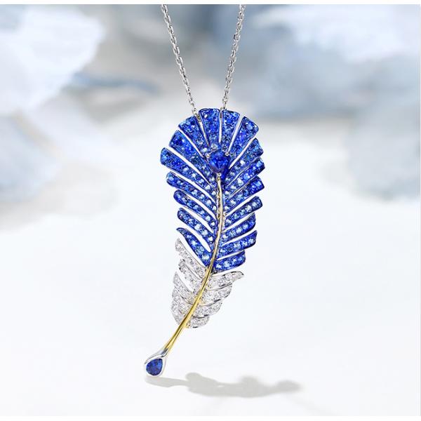 Шкентель пера диаманта ожерелья 0.25ct Virgo сапфира фибулы