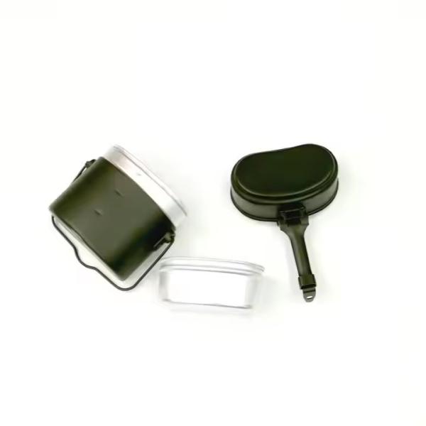 Canteira Táctica Caldeira de Alumínio Verde de Oliveira 3 Peças Caixa de Almoço Equipamento Táctico de Exterior