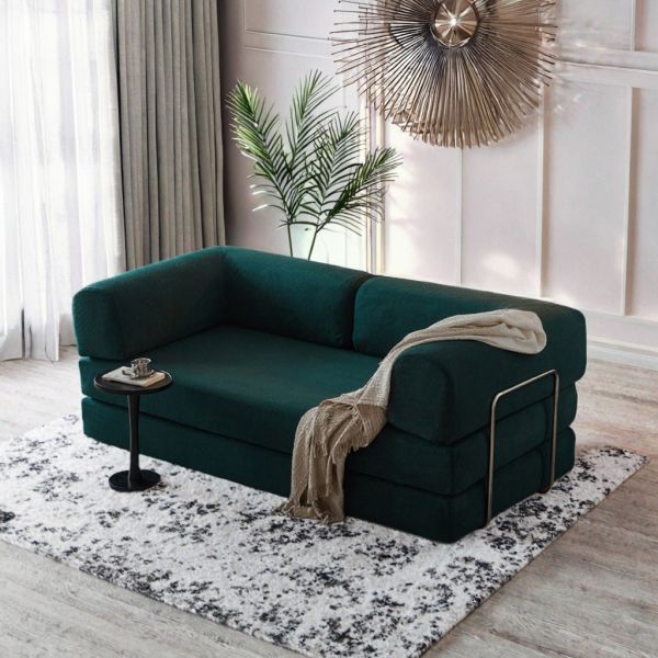 Modern Compression Sofa Bed Set Microfiber Fabric Sectional Modular Design Stainless Steel Legs Square Shape Customizable Vacuum