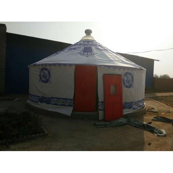 Circle Shaped Mongolian Yurt Tent With Worm - Preventing Bamboo Trips Material
