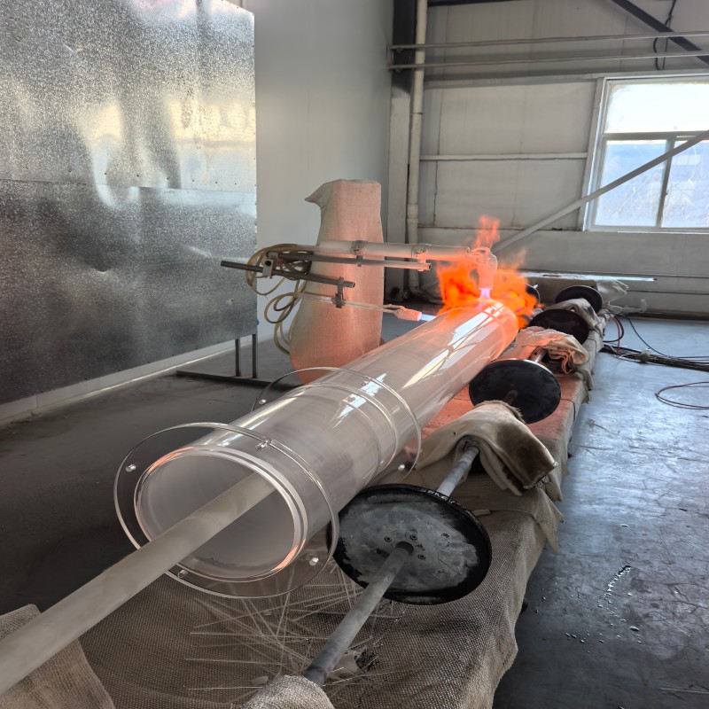 Translucent Quartz Pipe Feeding Barrel Bending Cutting Welding 2cm Diameter Clear Polished