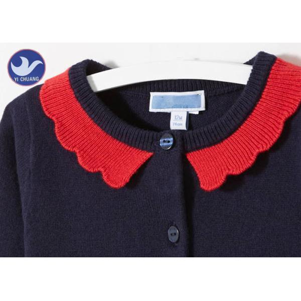 Flounce Collar Trim Girls Cardigan Sweaters Buttons Clousure Kid Knitwear
