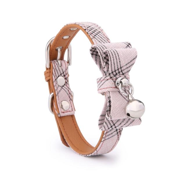 Polyester Fiber Pet Bowknot Dog Collar Oblique Stripe Cat Bell Collar