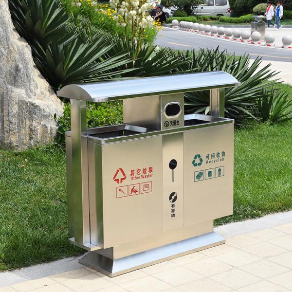 Large Outdoor Waste Bin Stainless Steel Trash Can With Inner Bucket