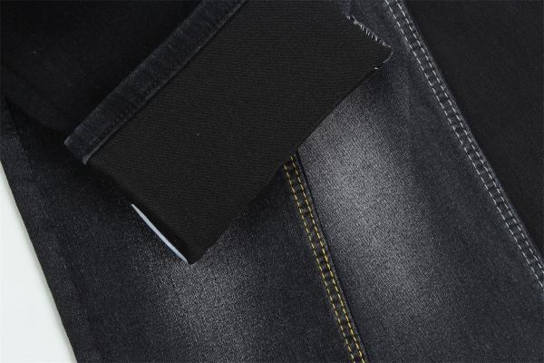 Full Lycra Satin Weave Black Black High Stretch Denim Fabric