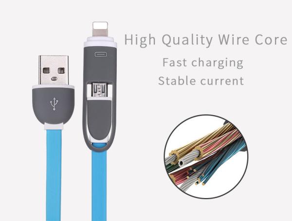 2 In 1 Multi Use Mobile Phone Micro Usb Cable For Iphone Android Cable Charger