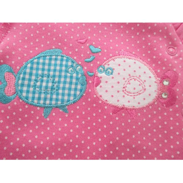 Baby Girl Interlock Baby Footed Rompers All Over Print Mitten Sleeve Opening Special Workmanship