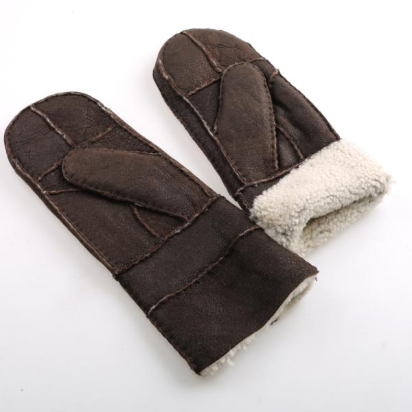 Wholesale mitten gloves sheepskin leather gloves with metal button