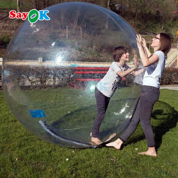 Saïok Boule flottante gonflable Aqua Zorbing Boule PVC transparente Cylindre humain Boule à bulles d'eau pour le jeu de l'eau
