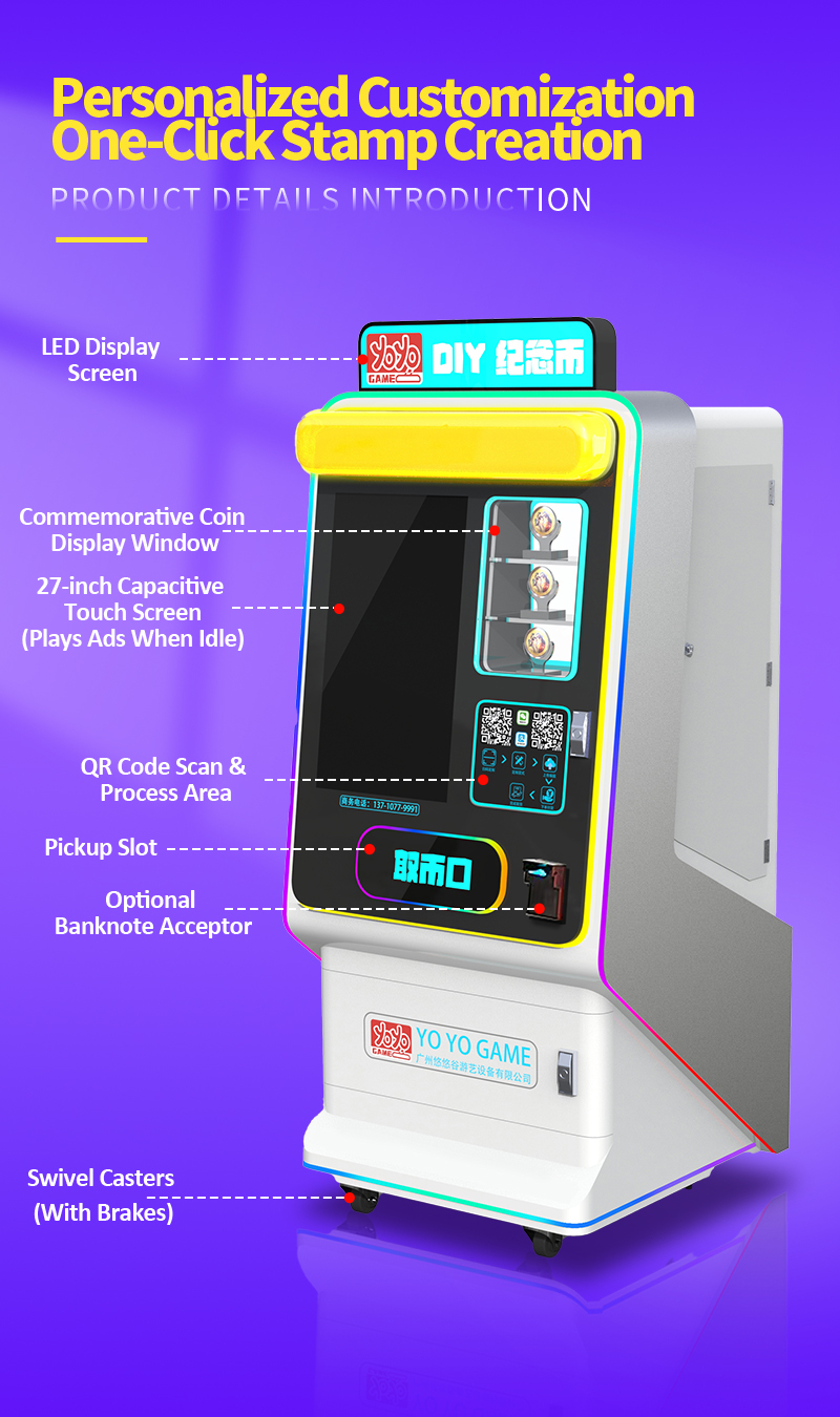 DIY Coins UV Printer Vending Machine Golden Medals AI AI-generated Images Souvenir Fridge Magnet Automatic Printing Machine with nayax