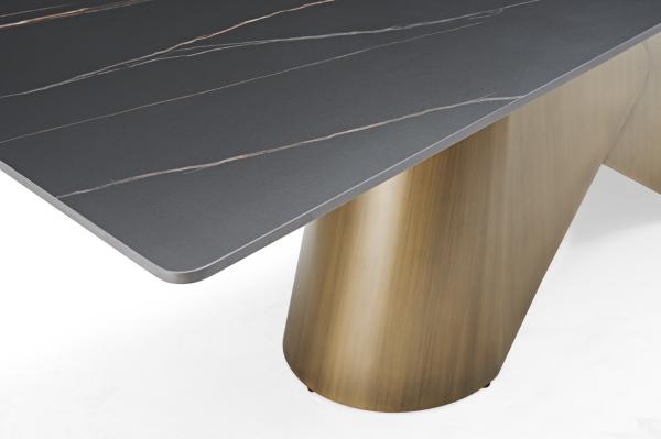 Italian Modern Dining Table Rectangle 8 Seat Metal Stone Luxury Marble Dining Table
