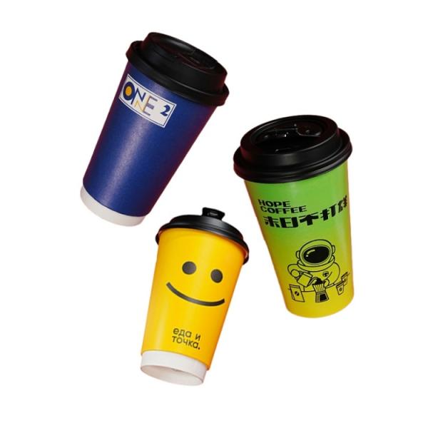 Taza de papel desechable con logotipo personalizado al por mayor, ecológica y biodegradable, de doble capa para bebidas calientes de café