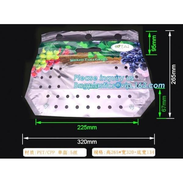 ziplock packaging pouch with vent hole and handle, grape bag/mango bag/fruit vegetable slider, Slider Zip Lock Zipper Fr