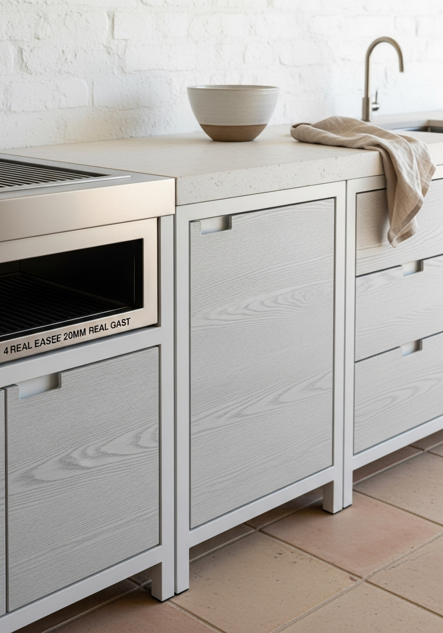 Whitewashed Ash Outdoor Kitchen & Grill Station in 304 Stainless Steel