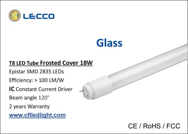 Commercial 6000k 4 Foot T8 Led Fluorescent Tube Lights Glass 360 Degree Beam Angle