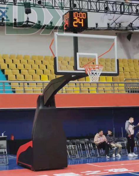 Bassin de basket-ball hydraulique noir réglable avec plateau en verre