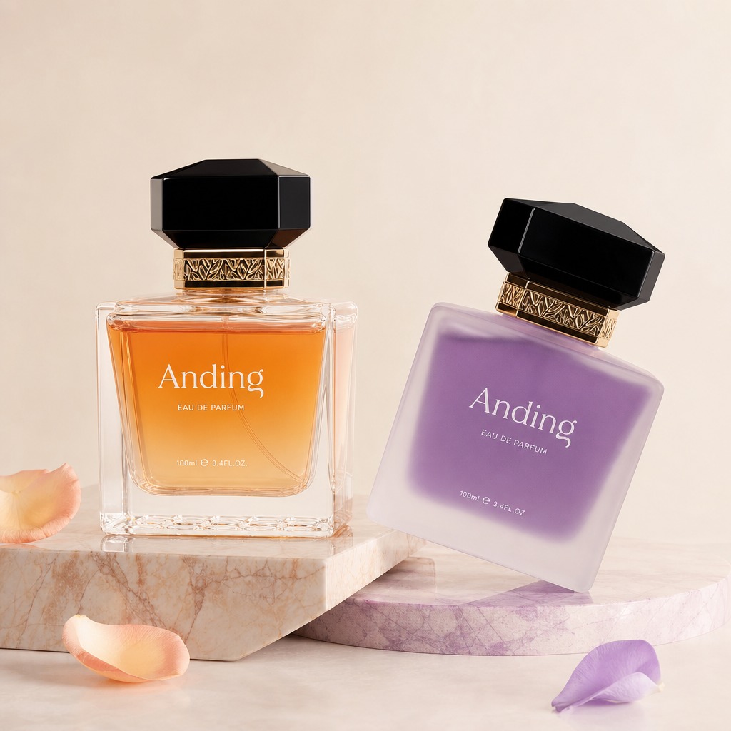 Glass Perfume Bottles 100ml Square Empty Faceted Cap Spray Crimp Neck