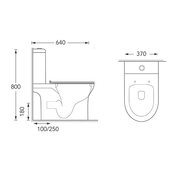 Dual Flush 2 Piece Toilets UF S Trap Water Closet 370x640x800mm Orin OR8305