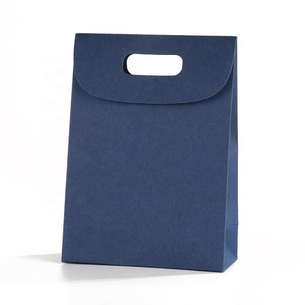 Wholesale Customizable Candy Kraft Paper Bag Solid Color Flip Cover Handbag with LOGO Gift Paper Bag