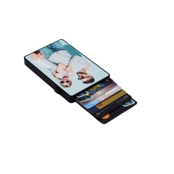 DIY Double-Sided Printing Sublimation Plastic Credit Card Holder with Aluminum Plate Automatic Pop-up Card Case