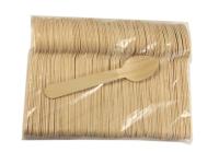 La cuillère en vrac biodégradable naturelle en bois de bouleau bifurque les couverts en bois jetables de couteaux