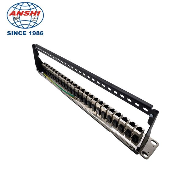 CAT5E CAT6 19-inch 24-Port Fully Shielded Patch Panel Equipped with Shielded Straight Through RJ45 Modules