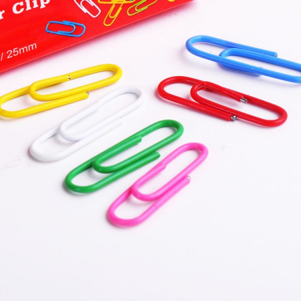 factory direct sale 100pcs 25mm colorful plastic coated paper clips