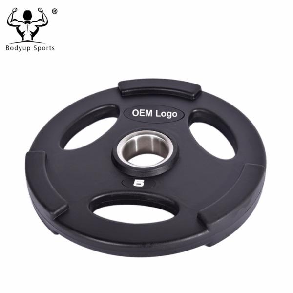 Non Slip 3 Grips Fitness Weight Plates 2 Inch Hole With Solid Steel Insert