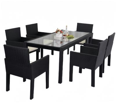 7 PCS Mesa de jantar tecida cadeiras Patio Conversação Recreação Sofá de Rattan