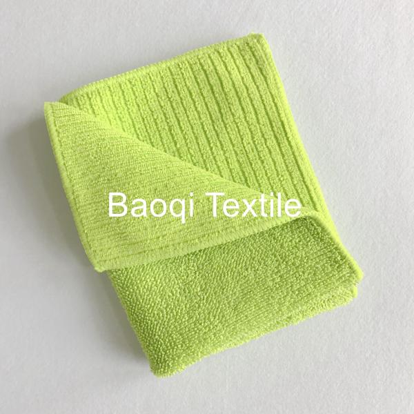 Green 2 layersthick twist solid microfiber dish rags， tea towels wipes,single side kitchen cleaning rags size 40*40cm