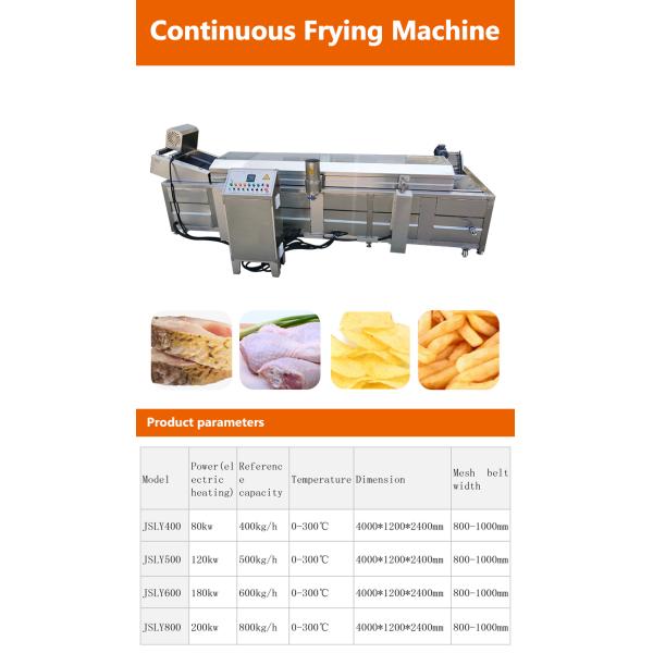 Electric Gas Powered Industrial Continuous Fryer Machine With Automatic Temperature Control