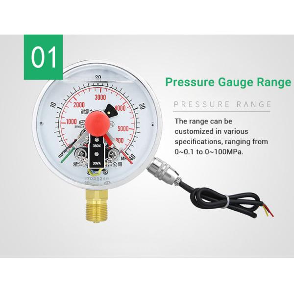 30VA 220V 380V Liquid Filling Electrical Contact Vacuum Pressure Gauges Manometer