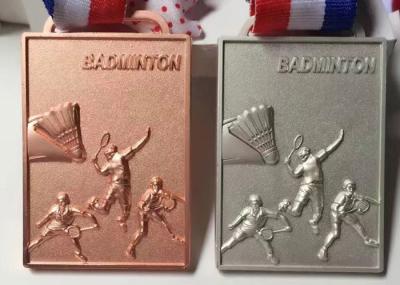 Medalha feita sob encomenda 70*50*4mm do metal da forma quadrada para jogos do badminton da equipe