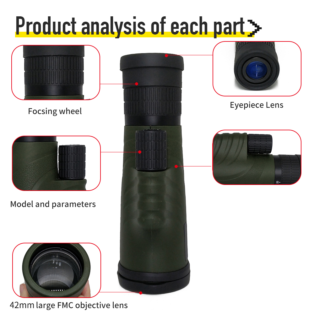 Профессионал телескопа 8-20x42mm супер сигнала перспективы Monocular для туризма