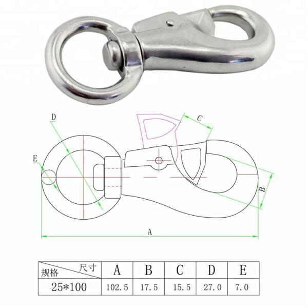 Тяжелая промышленность Нержавеющая сталь Бычье око Поворачивающийся односторонний крюк Морской класс