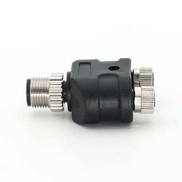 3 Pin Y Type Distributor Connector M12 Male To M8 Female A Coded IP67