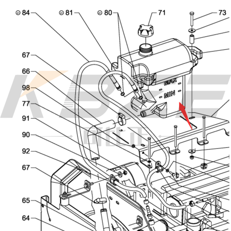 KBZE OEM QUALITY 2039864 COOLANT TANK REPLACEMENT FOR HAMM 3625HT ROLLER COMPACTORS