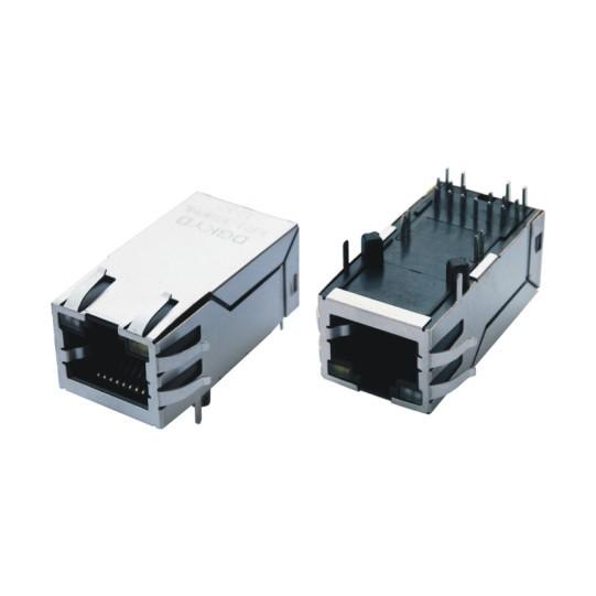 PBT black housing 1x6 ports RJ45 Connectors side entry ethernet switch jack