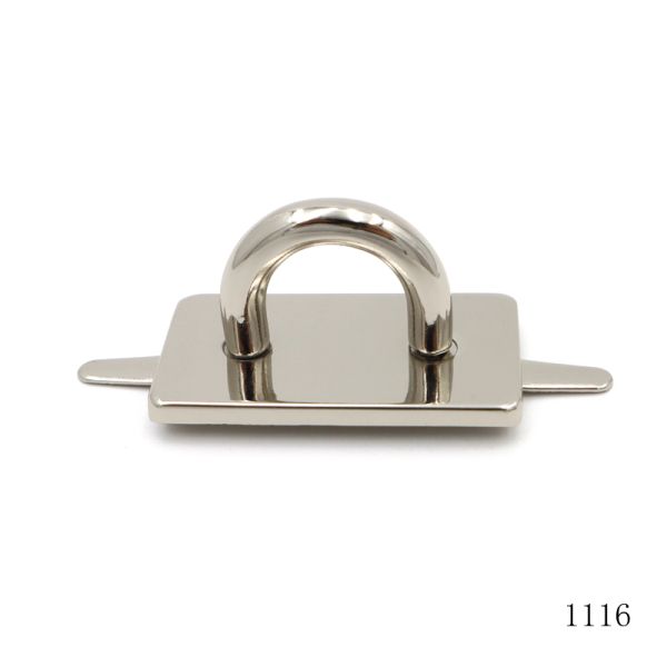 Mirror Silver Zinc Alloy Bridge D Ring With Square Base Plate Hasp Plate D Buckle For Handbag Padlock