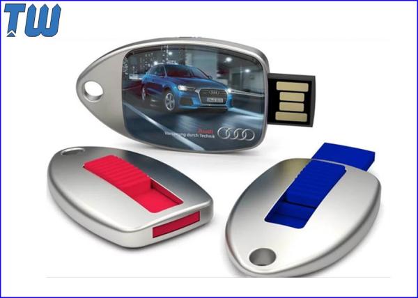 Zinc Metal Water Drop Sliding 1GB USB Flash Drive Resin Dome Logo